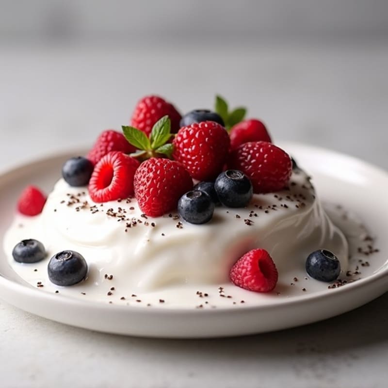 Silky Greek Yogurt Protein Pudding with Mixed Berries