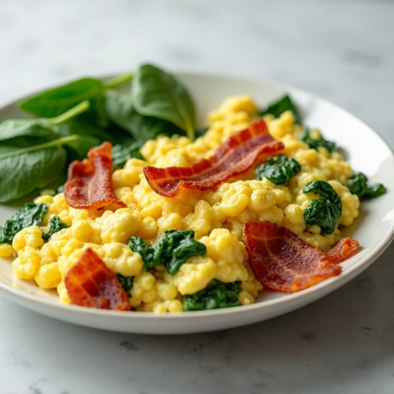 Egg White Scramble with Spinach and Turkey Bacon