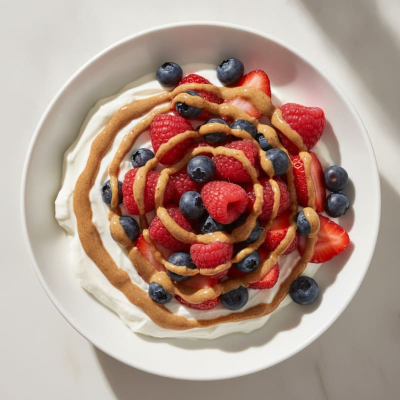 Greek Yogurt Protein Bowl with Mixed Berries and Almond Butter