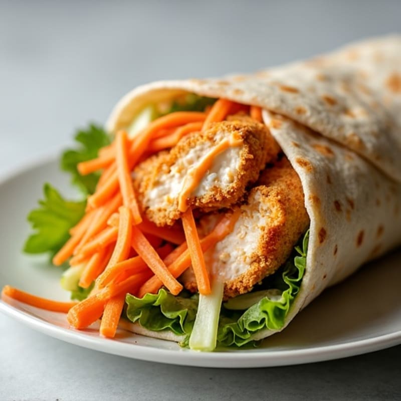 Crispy Buffalo Chicken Wrap with Creamy Slaw