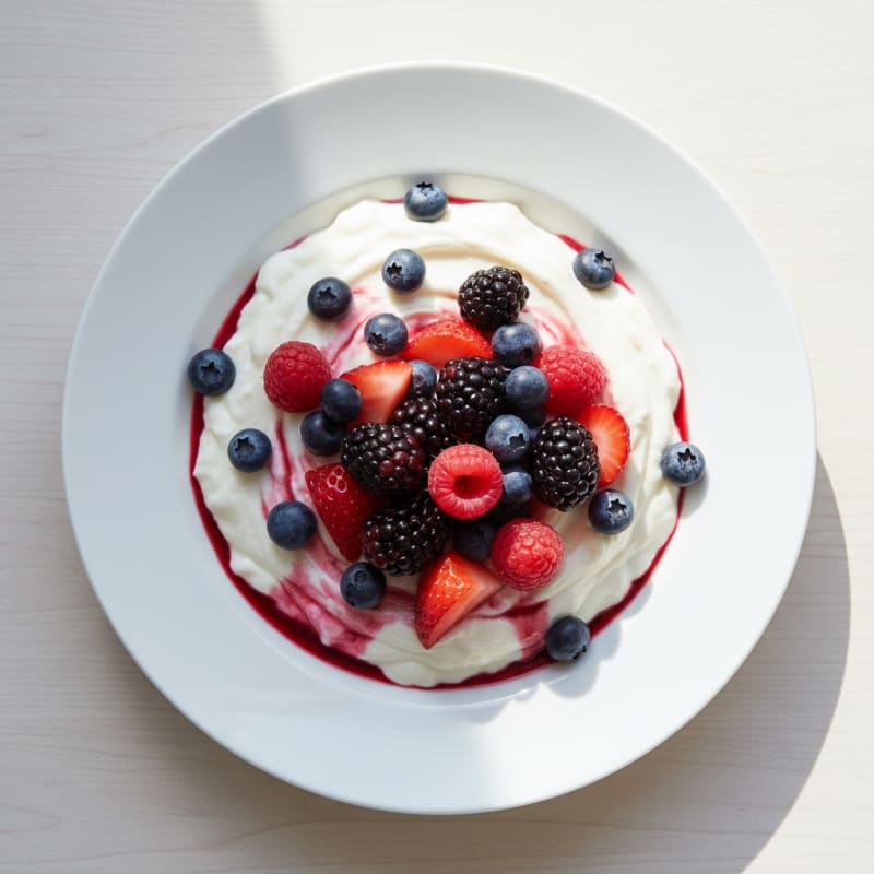 Silky Greek Yogurt Protein Pudding with Mixed Berries