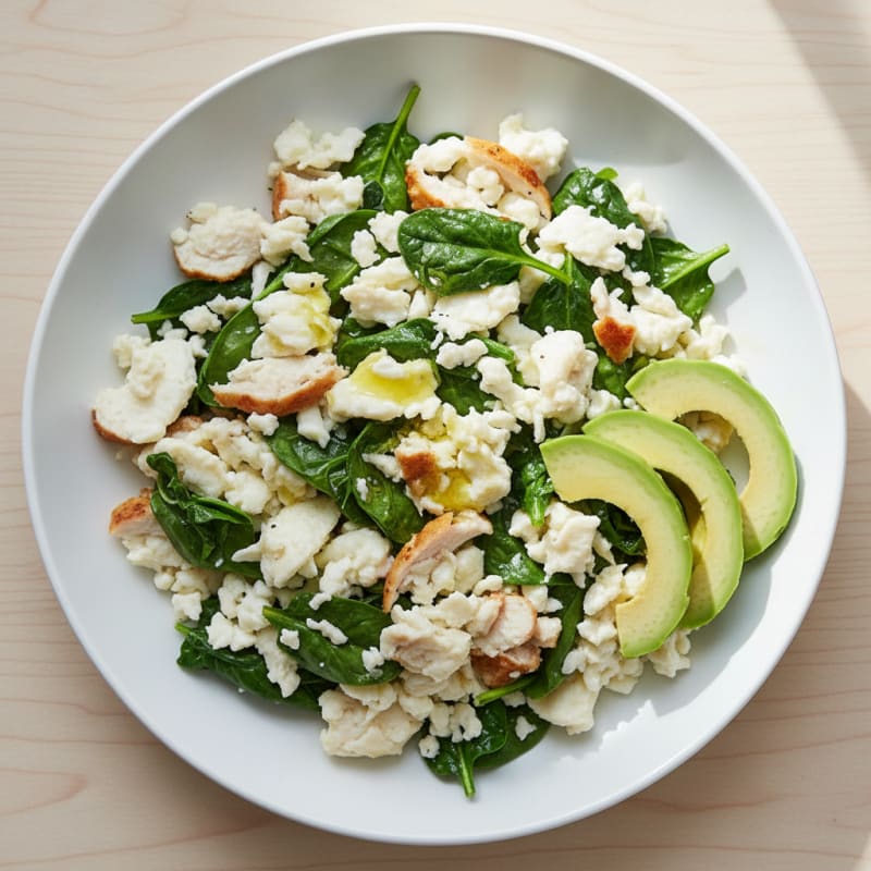 Egg White Scramble with Spinach and Turkey Breast