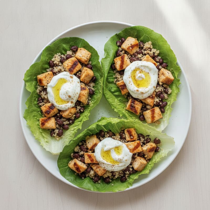Grilled Chicken Lettuce Wraps with Black Beans and Quinoa