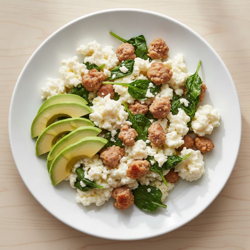 Egg White and Turkey Sausage Scramble with Spinach
