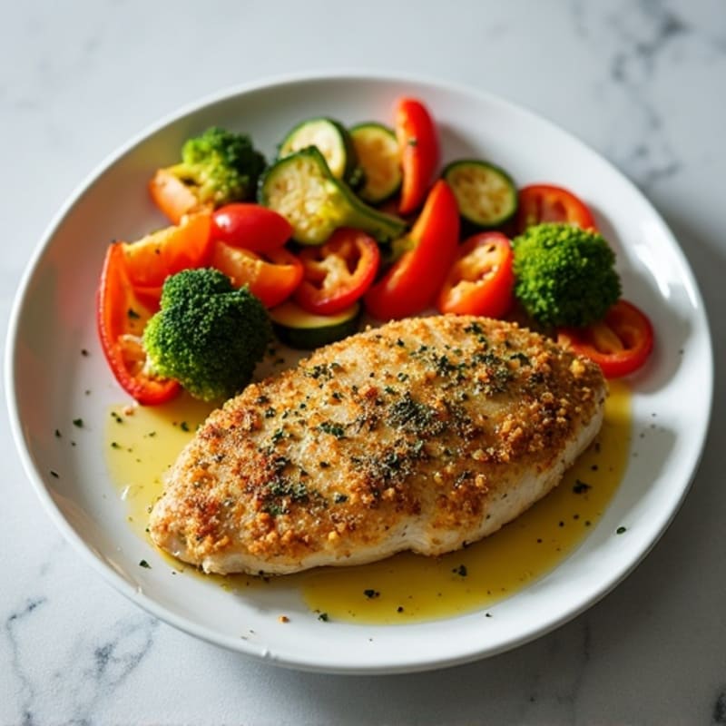 Herb-Crusted Pan Seared Chicken with Roasted Vegetables