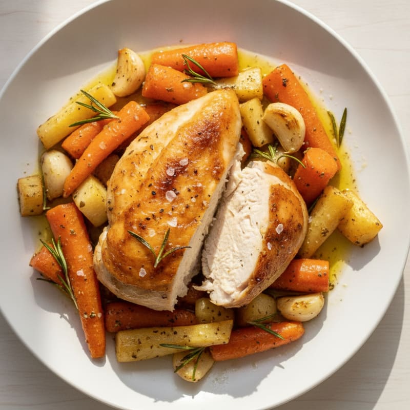 Garlic Herb Roasted Chicken with Root Vegetables