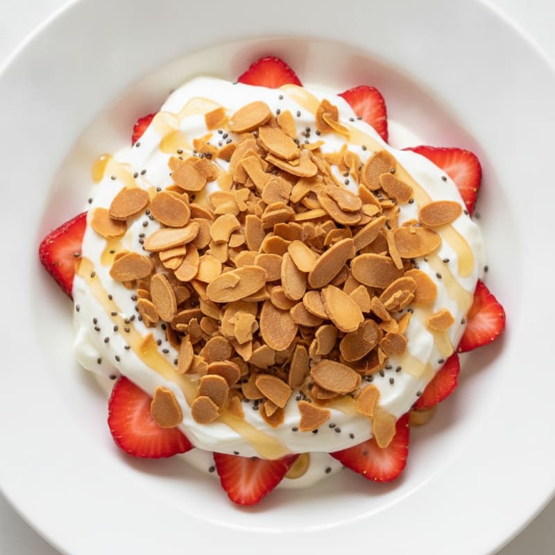 Greek Yogurt Parfait with Mixed Berries and Almond Crunch