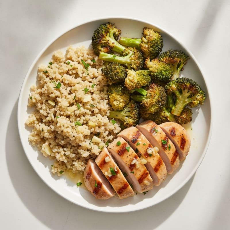 Grilled Turkey Breast with Roasted Broccoli and Quinoa