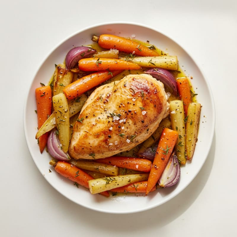 Garlic Herb Roasted Chicken with Root Vegetables