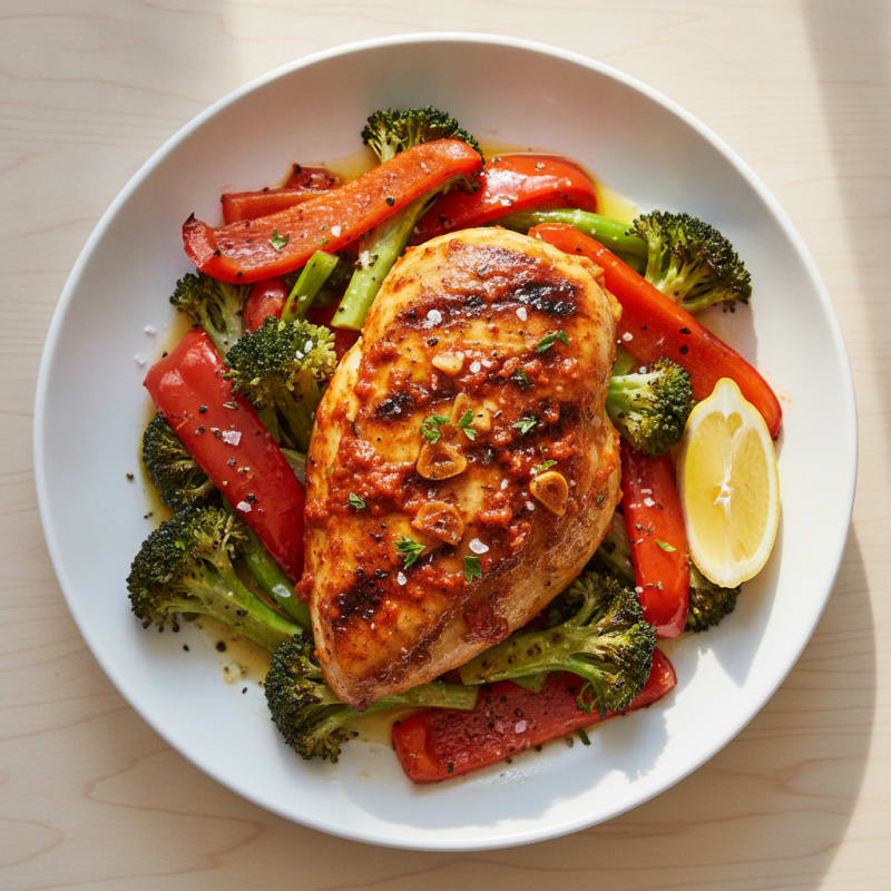 Spicy Harissa Chicken with Roasted Vegetables