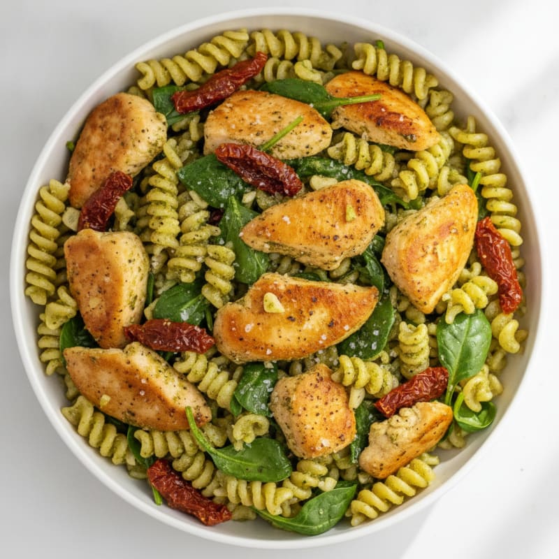 Pesto Chicken Pasta with Sun-Dried Tomatoes