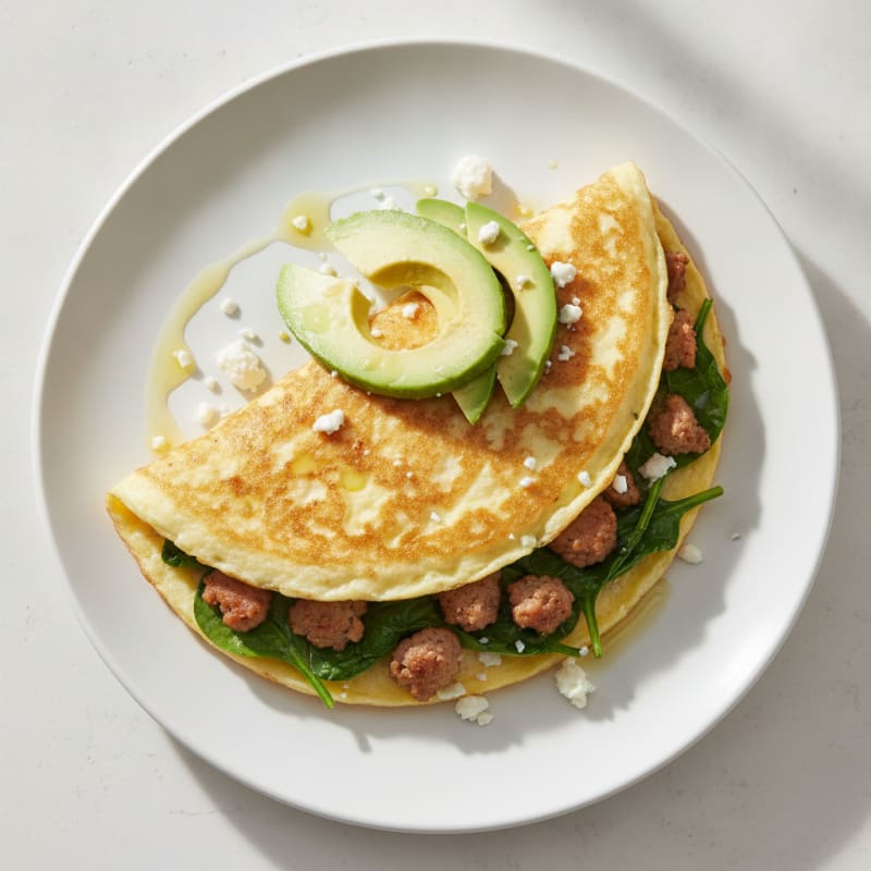 Egg White Spinach Omelette with Turkey Sausage