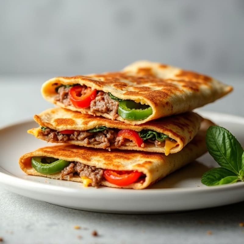 Crispy Whole Wheat Steak and Bell Pepper Quesadillas