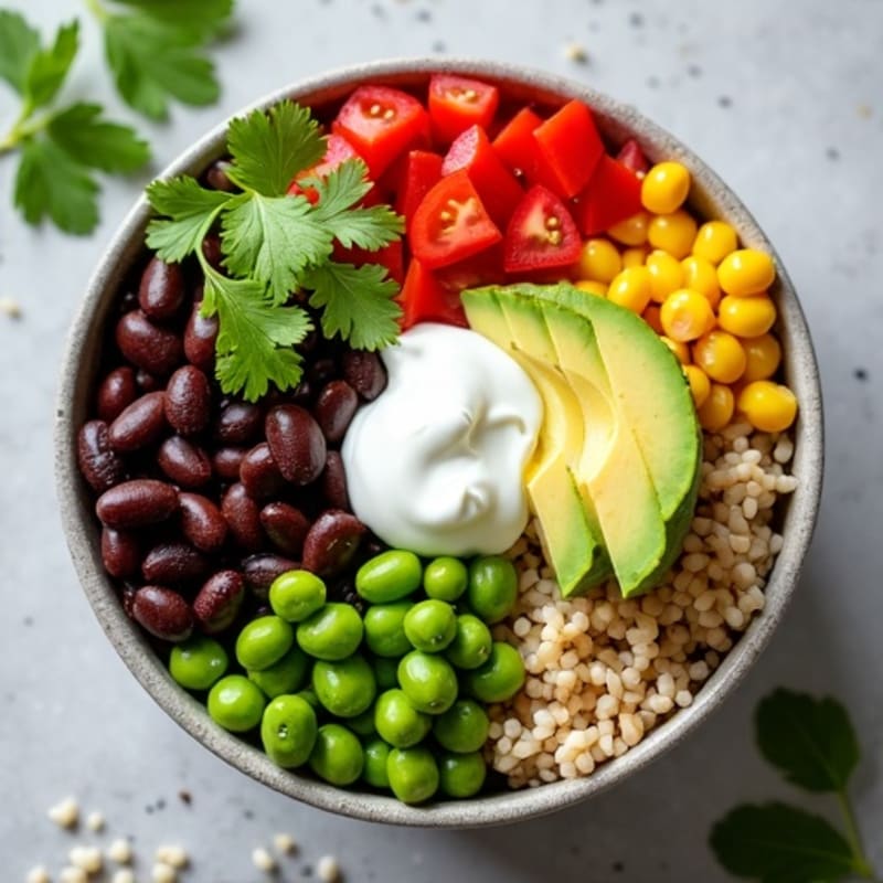 Fresh Black Bean Burrito Bowl with Creamy Avocado
