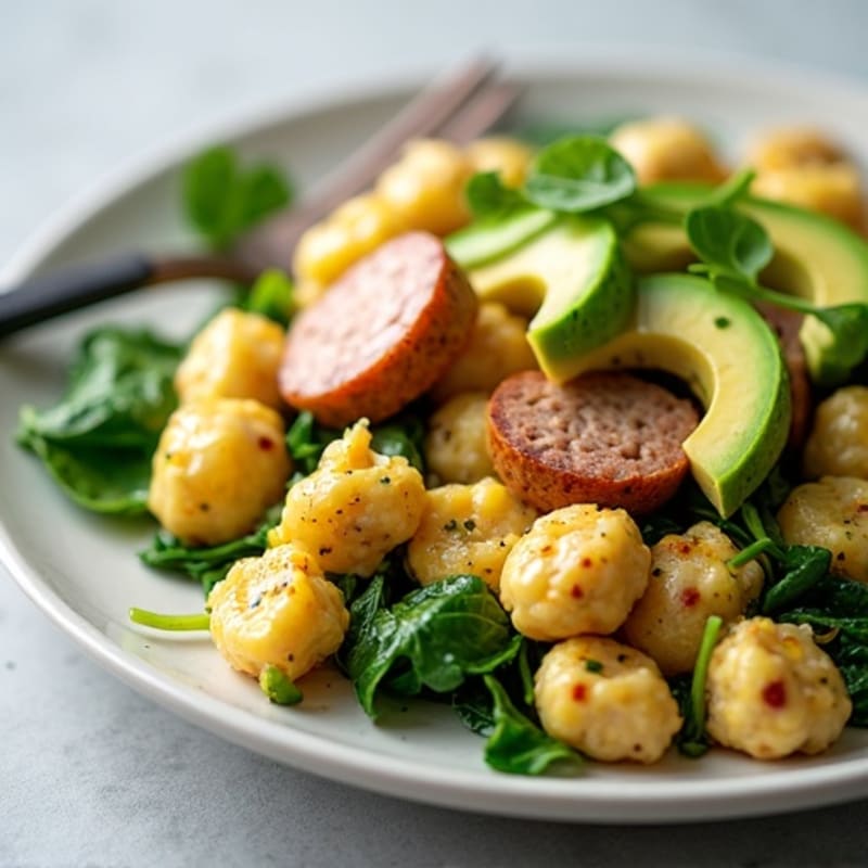 Egg White and Turkey Sausage Scramble with Spinach