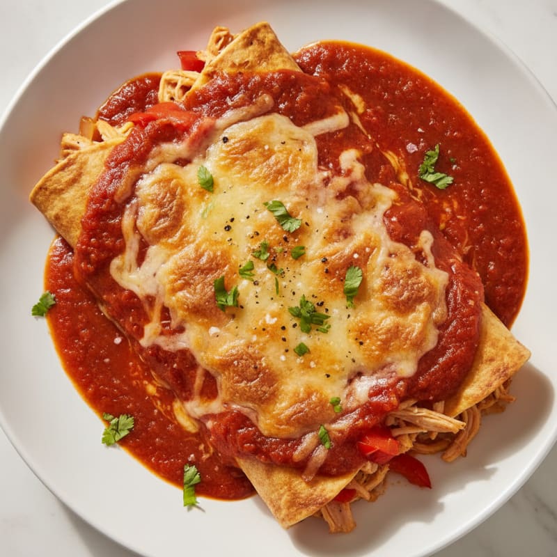 Chicken Enchiladas with Red Chili Sauce