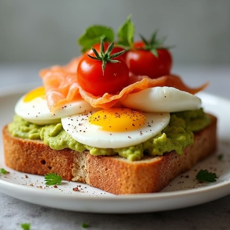 Crispy Sourdough Breakfast Stack with Smashed Avocado