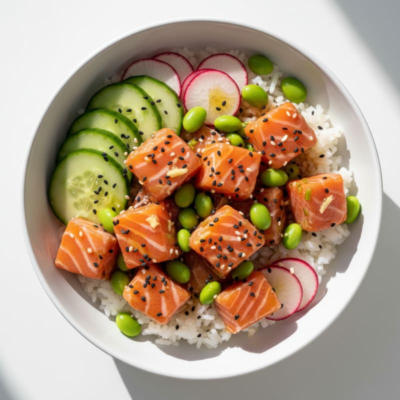 Zesty Salmon Poke Rice Bowl