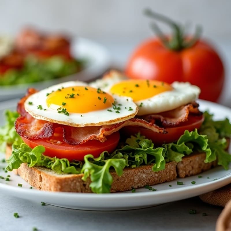 Crispy Bacon and Avocado Open-Faced Sandwich with Fresh Greens and Tomato