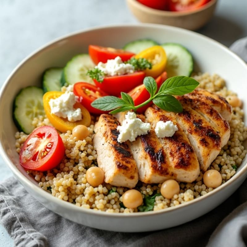 Grilled Chicken Mediterranean Bowl with Quinoa and Fresh Vegetables