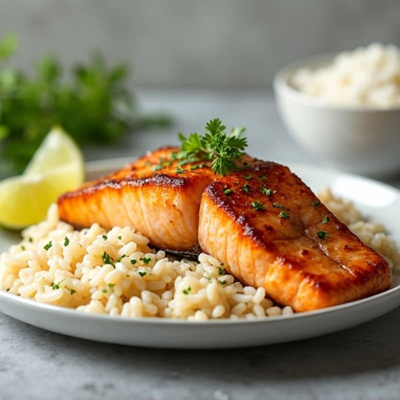 Honey-Garlic Glazed Salmon with Coconut Lime Rice