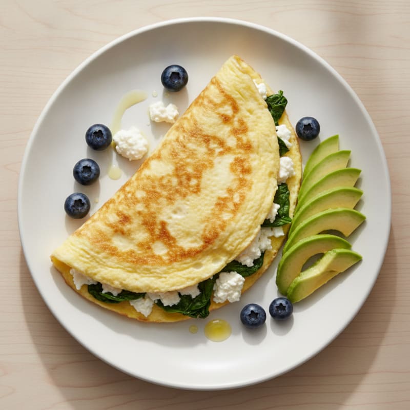 Egg White Spinach Omelette with Cottage Cheese