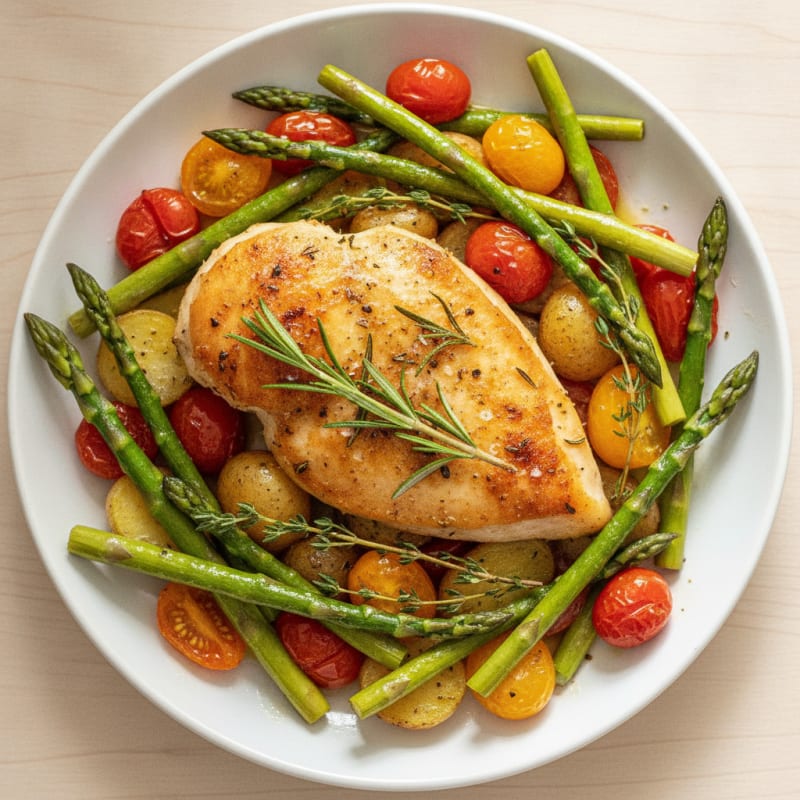 Lemon-Herb Roasted Chicken with Asparagus
