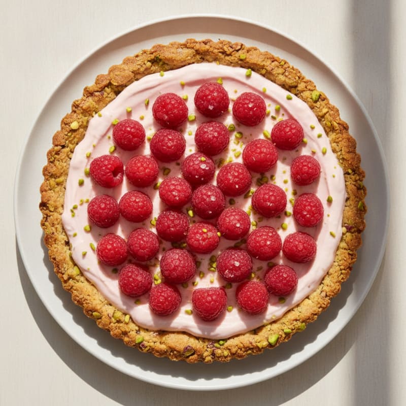 Raspberry Rosewater Pistachio Tart