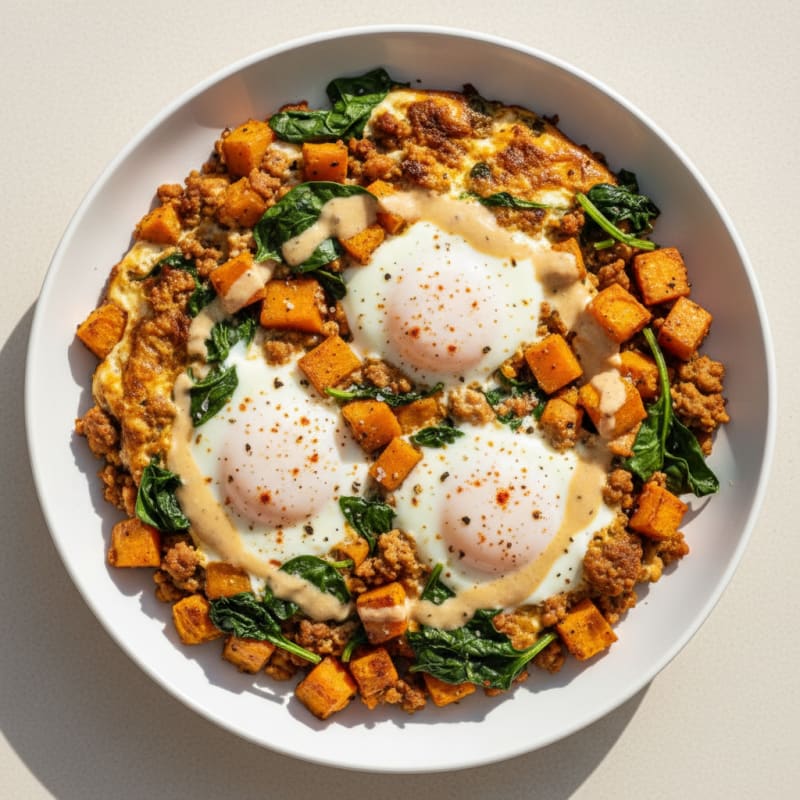 Creamy Baked Eggs with Golden Hash