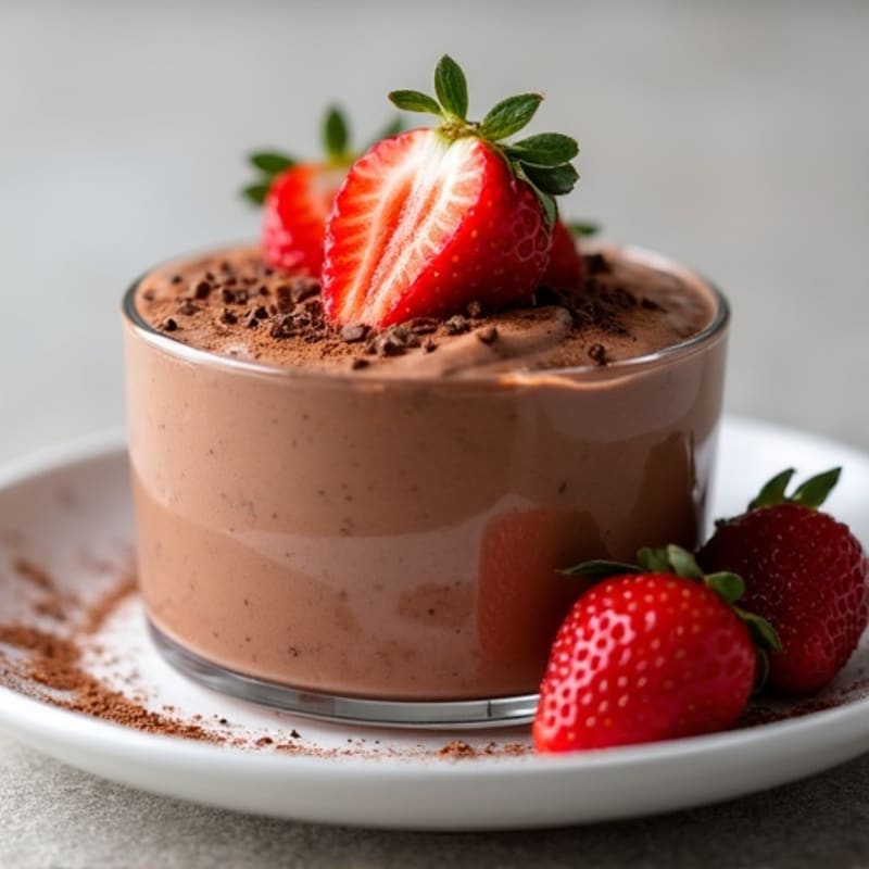 High-Protein Chocolate Yogurt Mousse with Fresh Strawberries