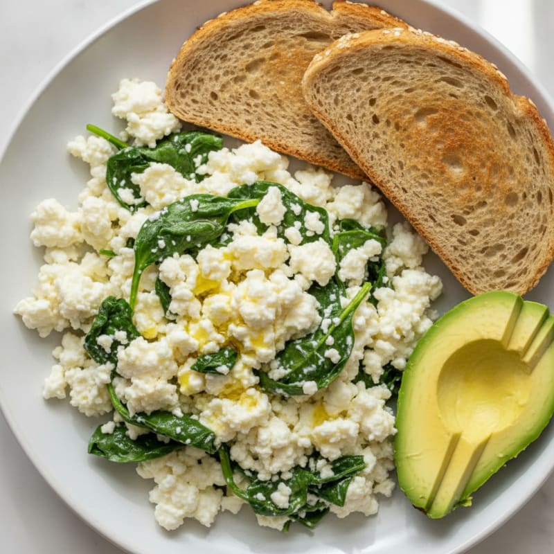 Egg White and Cottage Cheese Scramble with Spinach