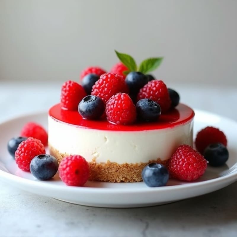 Greek Yogurt Protein Cheesecake with Mixed Berries