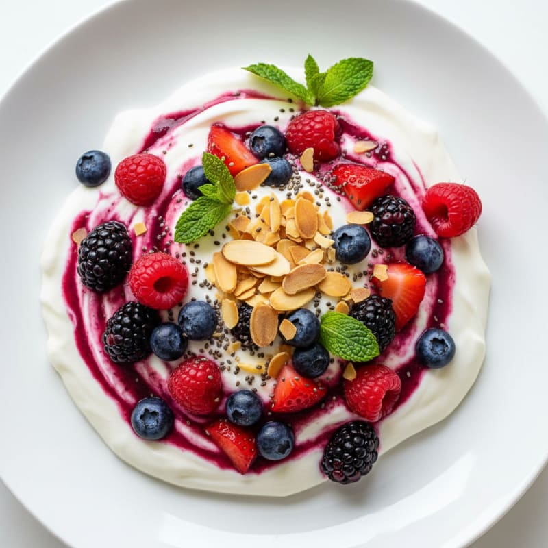 Greek Yogurt Protein Parfait with Mixed Berries