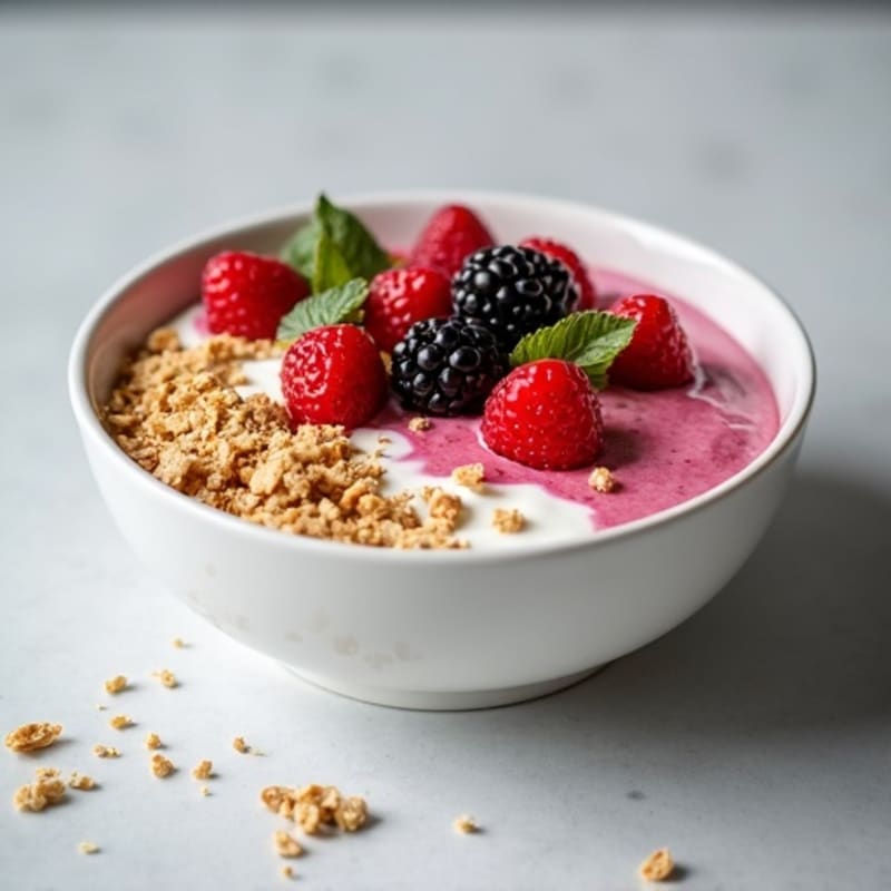 High-Protein Greek Yogurt Bowl with Fresh Berries and Crunchy Granola