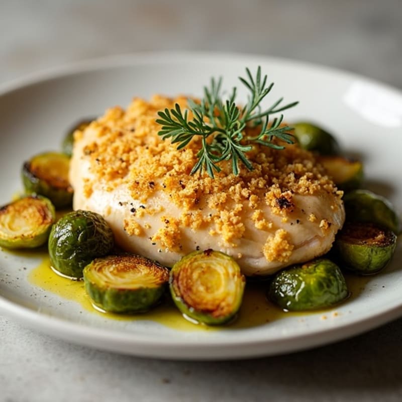 Herb-Crusted Chicken with Roasted Brussels Sprouts