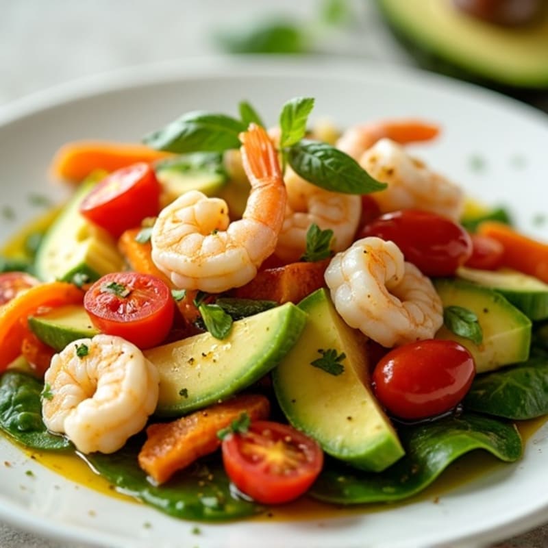 Fresh Zesty Shrimp with Creamy Avocado and Crisp Veggies