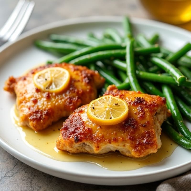 Crispy Lemon-Garlic Chicken Thighs with Roasted Green Beans