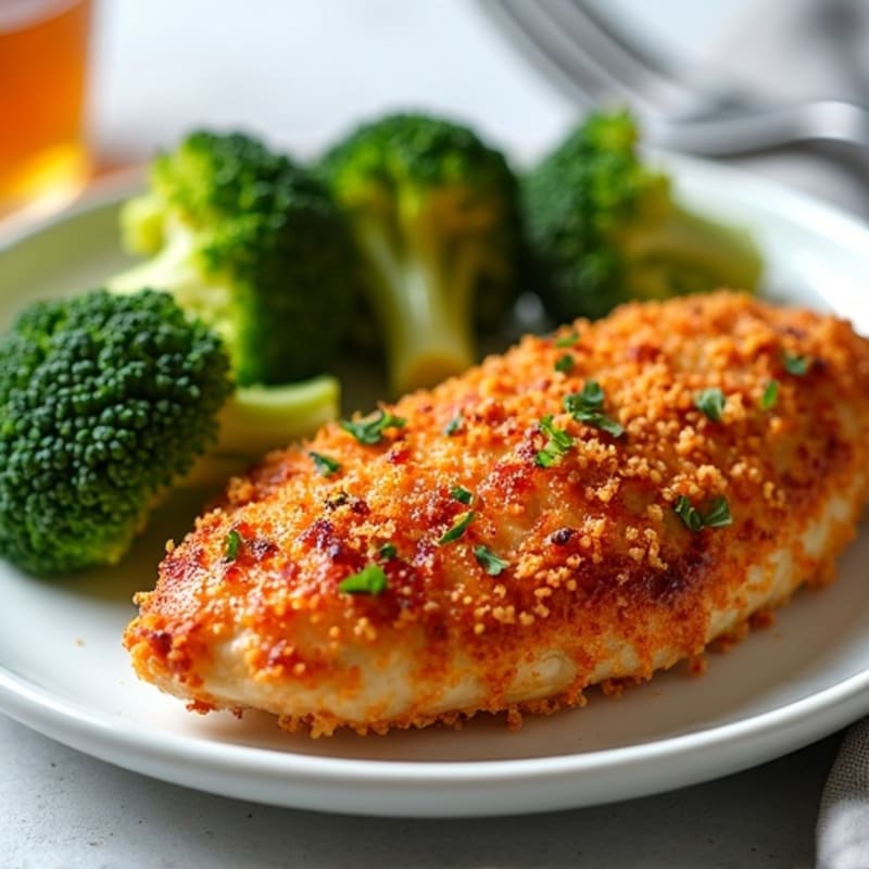Crispy Baked Sweet and Spicy Chicken with Roasted Broccoli