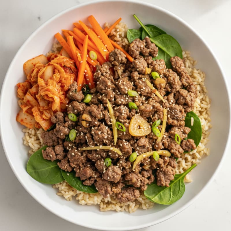 Korean Beef Bulgogi Bowl with Kimchi