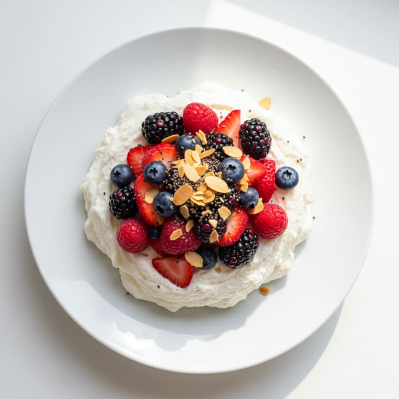 Greek Yogurt Protein Mousse with Mixed Berries