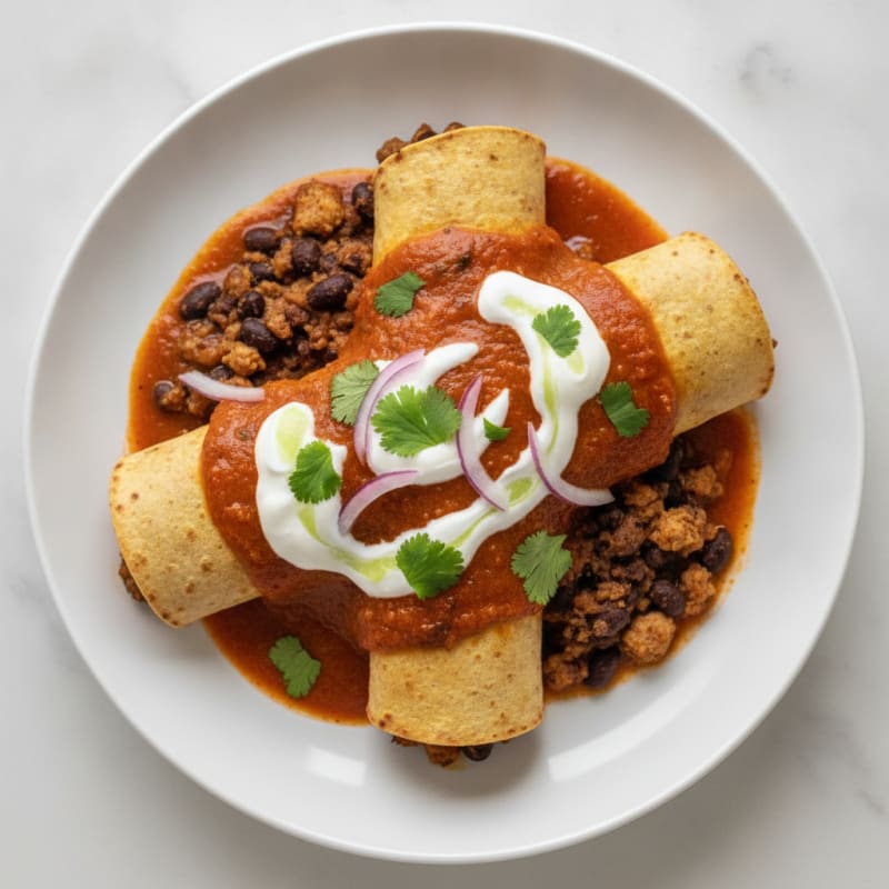 Black Bean Enchiladas with Ranchero Sauce