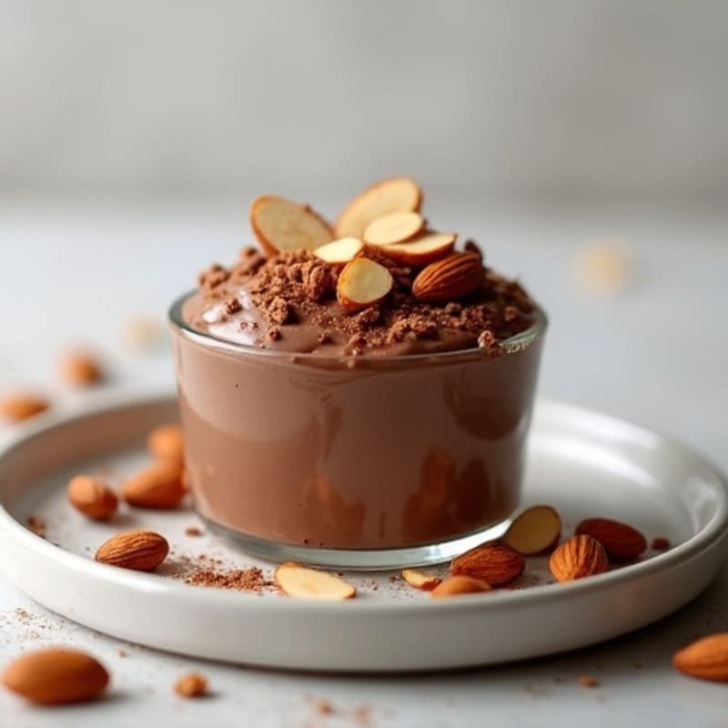 Silky Chocolate Protein Pudding with Sliced Almonds