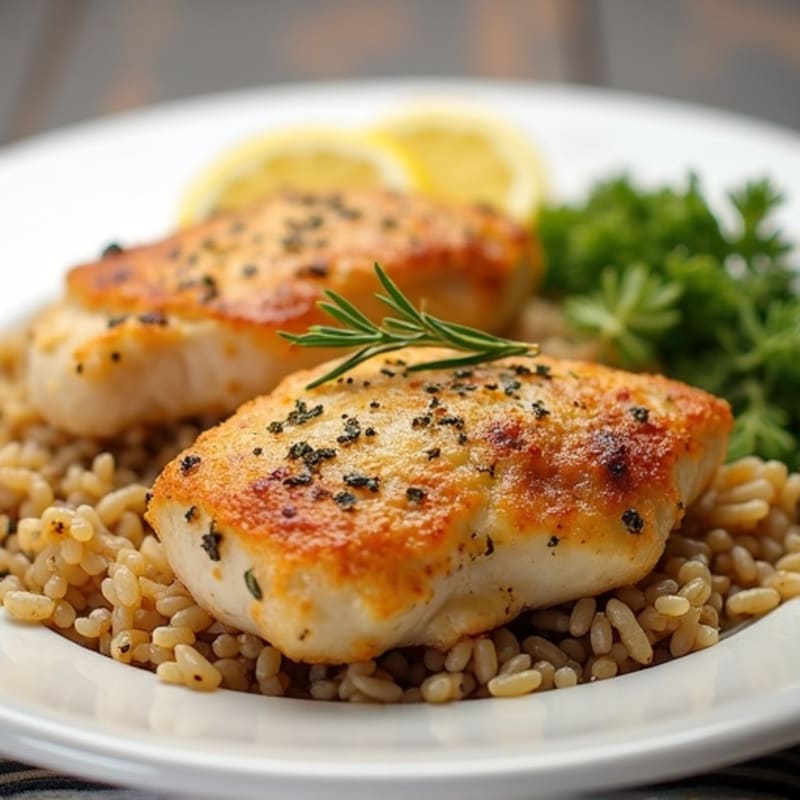 Lemon Herb Baked Chicken and Brown Rice