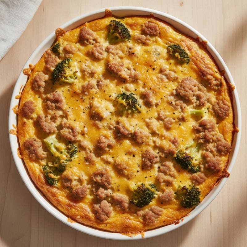 Pork Sausage and Broccoli Cheddar Bake