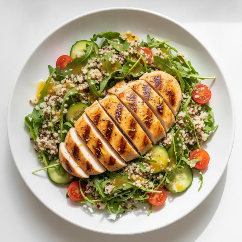 Grilled Chicken Breast with Quinoa Arugula Salad