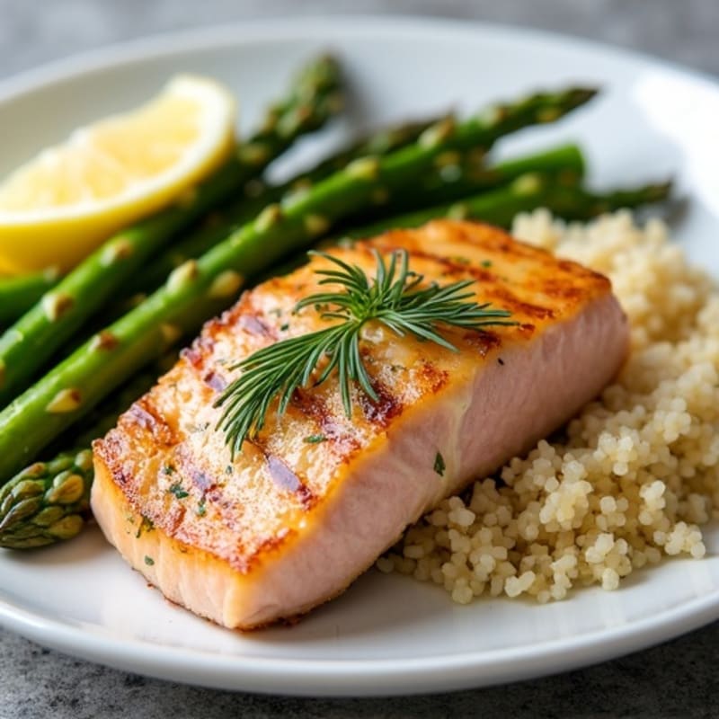 Lemon-Herb Tuna Steak with Roasted Asparagus & Quinoa