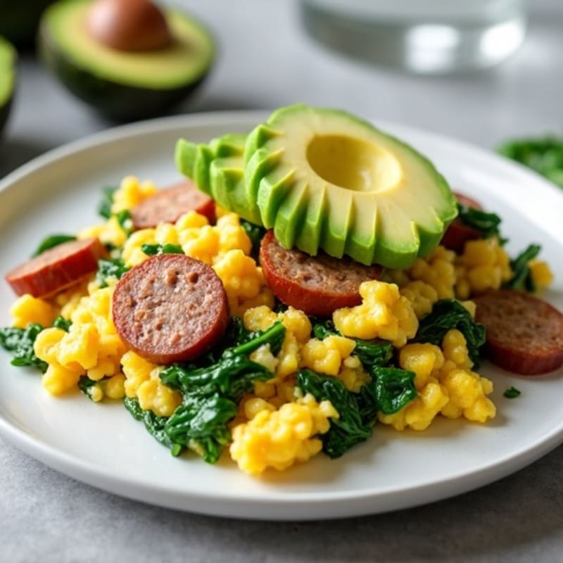 Egg White and Turkey Sausage Scramble with Spinach