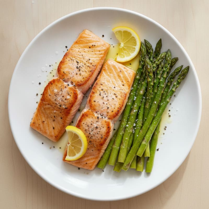 Pan-Seared Salmon with Roasted Asparagus
