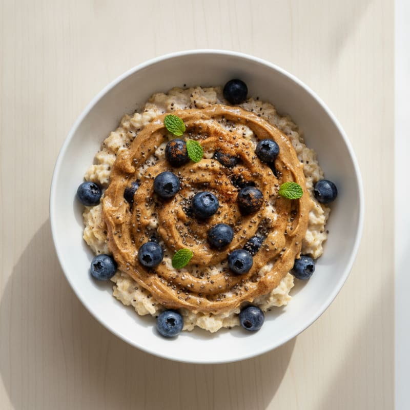 Blueberry Almond Butter Protein Oatmeal