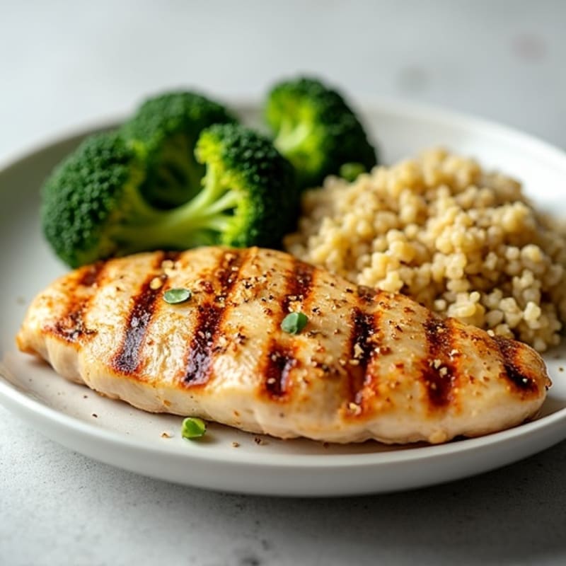 Grilled Chicken Breast with Quinoa and Steamed Broccoli